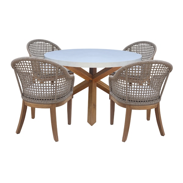 International Concepts Outdoor 5 Piece Patio Furniture Set with a Round Table and 4 Chairs KODT-351RT-RB-300-2 - main